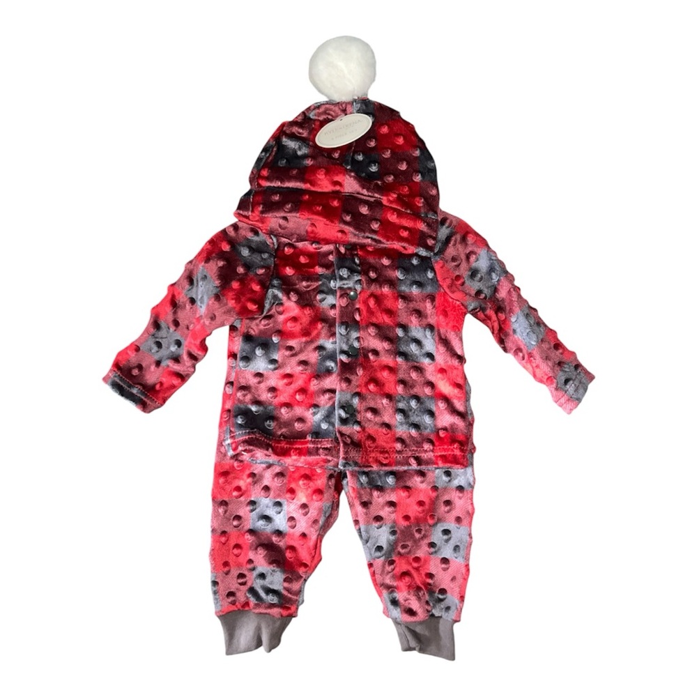 4-Piece Holiday Textured Plaid Infant Set